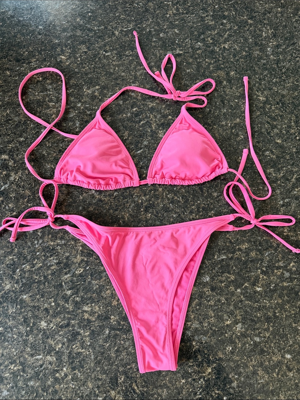 Roxy Pink Triangle Tie Bikini Set